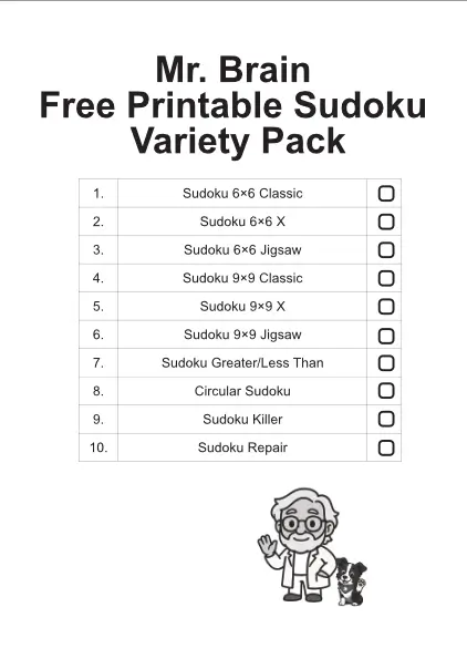 Free Printable Sudoku Variety Pack cover