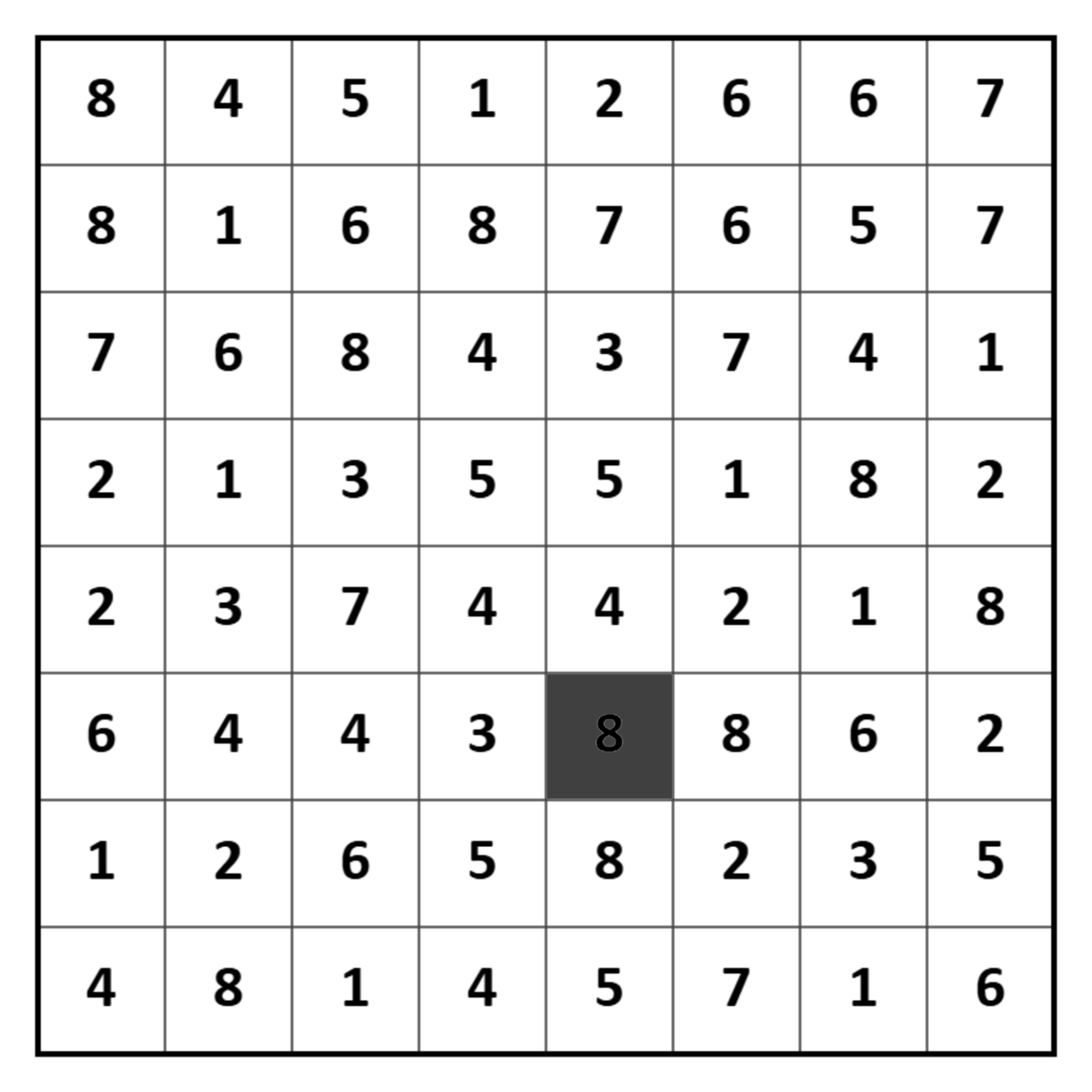 Hitori solving step 1